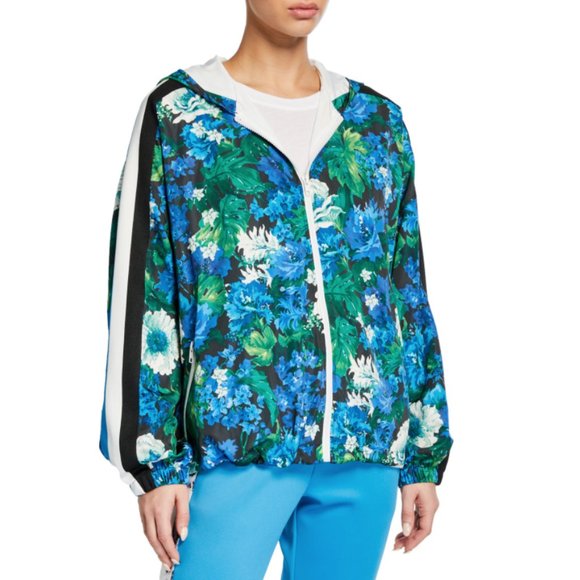 NWT PAM & GELA 90s Floral Stripe Zip Jacket Windbreaker - Picture 1 of 6